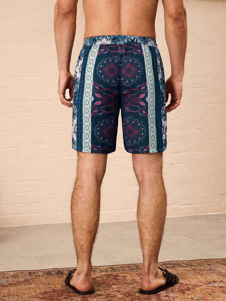 Men's Lightweight, Breathable Bohemian Print Beachwear Casual Shorts For Summer Holiday