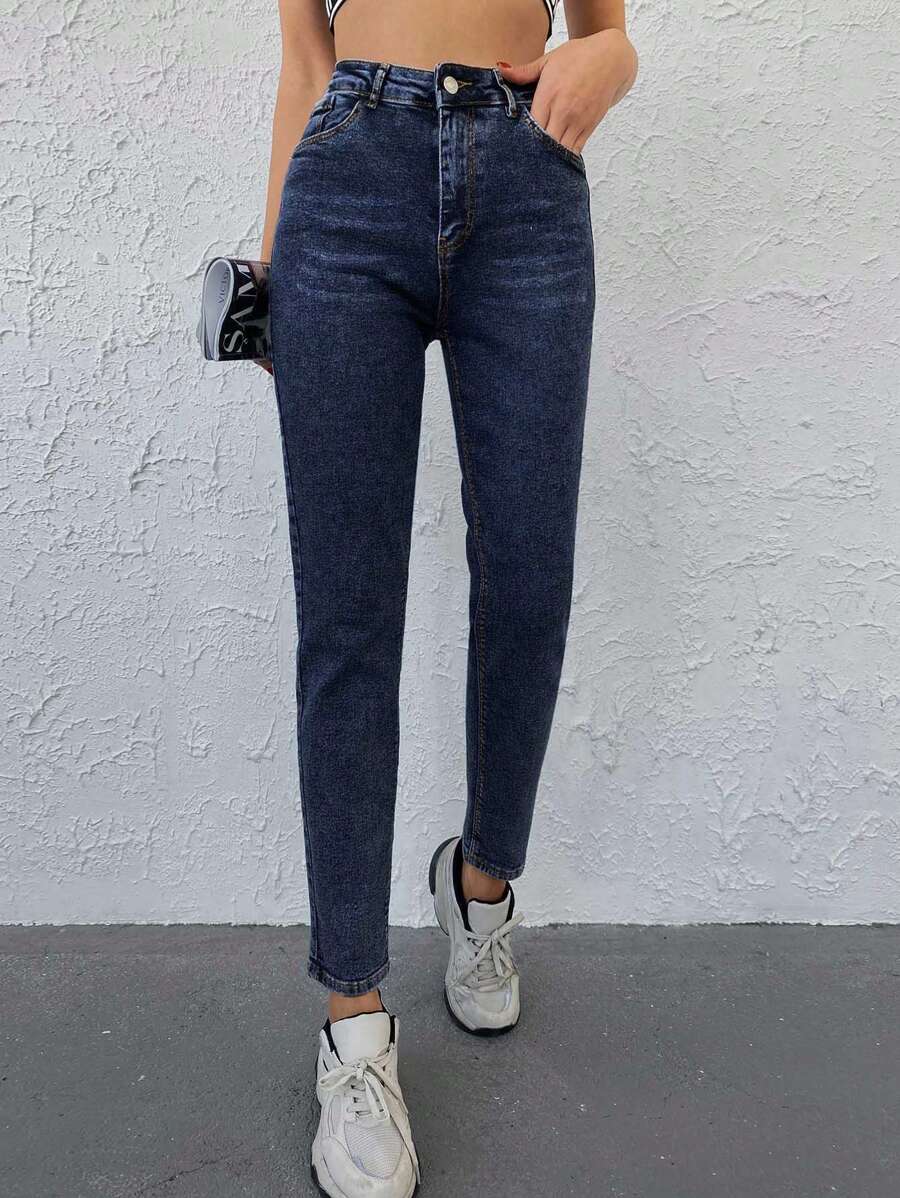 EURMUSE Women's Slim Fit Jeans - Blue - View 1
