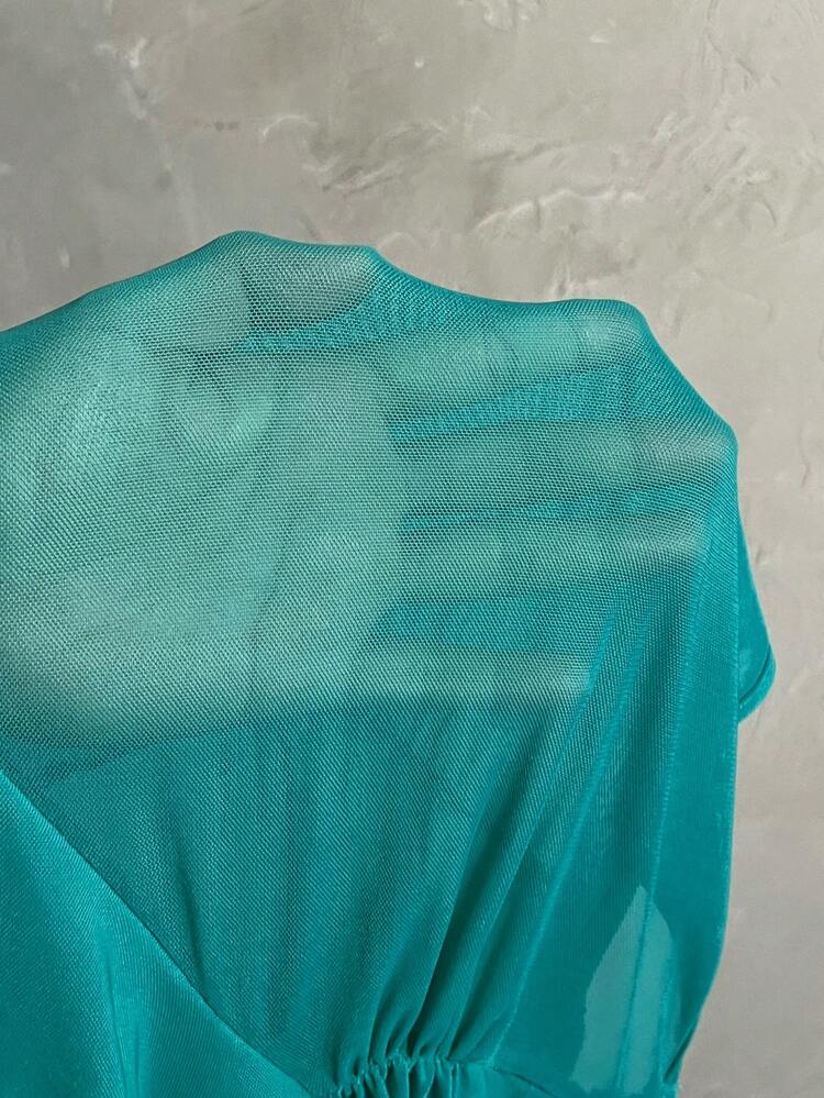 Sexy Holiday Sleeveless Halter Neck Green Ruffle Hem Mini Dress - H