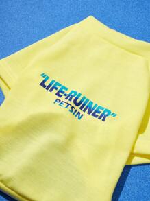 PETSIN 休閒款黃色漸變字母印花寵物連帽衣，男女適用