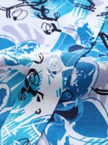 Manfinity LEGND 男士春夏花卉印花休闲长袖衬衫，适合假期穿着，浅蓝色花卉衬衫，秋季 - 彩色 - 查看 5