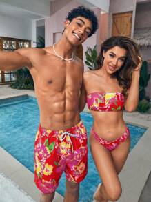 Manfinity VDAYZ Quần short đi biển in hoa cho nam trong kỳ nghỉ hè - Nhiều màu - Xem 7