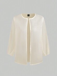Chiquease Summer Casual Sheer Solid Color Thin Outerwear - Apricot - View 3