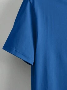 Playera casual para hombres con cuello redondo para el uso diario - azul real - Ver 4
