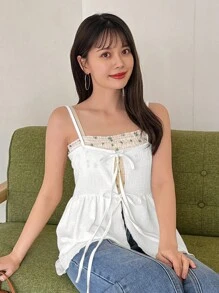 FRIFUL Designer 女士荷葉邊束口背心 - 白色 - 查看 3