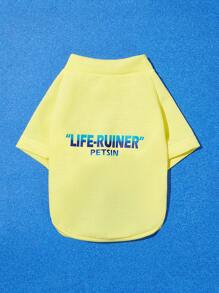 PETSIN 休閒款黃色漸變字母印花寵物連帽衣，男女適用