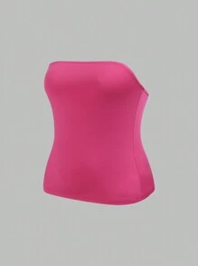 SHEIN EZwear 4 chiếc áo crop top nữ màu trơn cỡ lớn, phong cách đơn giản và giản dị để mặc hàng ngày - Nhiều màu - Xem 4