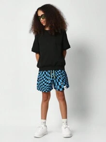 SUMWON Kids Unisex Sweat Tee With Front Print - Black - View 4