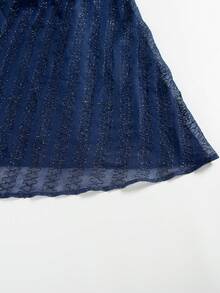 Women's Elegant Sequin Embellished Long Robe - Navy Blue - View 4