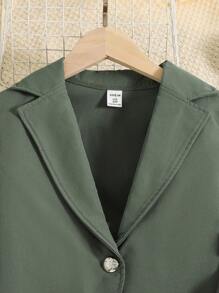 Sparklyn Tween Girl Solid Color Lapel Collar Long Sleeve Coat And Floral Print Halter Wide Leg Jumpsuit 2pcs Casual Outfit