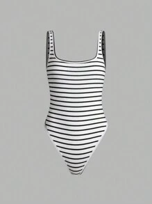 INAWLY 女士簡約條紋印花無袖連體背心