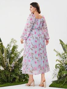 Mulvari Vestido diario sencillo con estampado floral para mujeres de talla grande - Multicolor - Ver 3