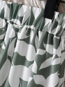 EARO Women's Elastic Waist Maxi Floral Print Skirt, Vacation Style - Green - View 4