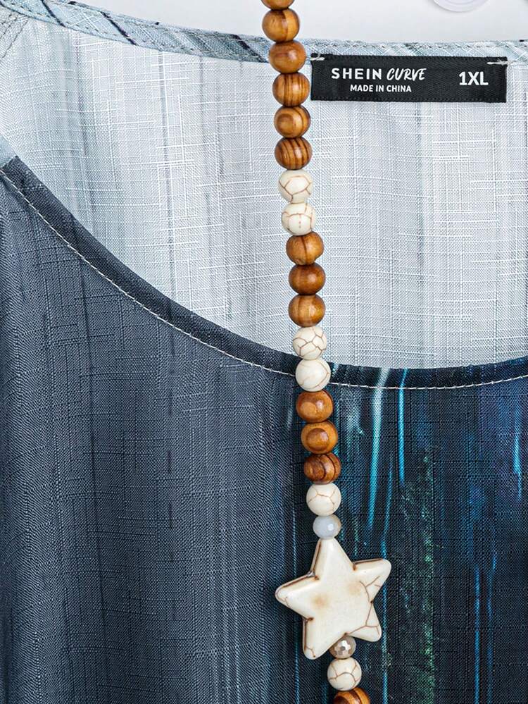 Plus Size Women's Casual Striped Round Neck Raglan Sleeve Long Sleeve Loose Shirt, Summer