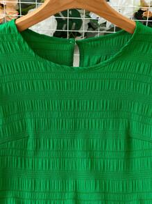 Franclia Damen Modisches und Elegantes Einfarbig Kurzarmkleid mit flatternden Ärmeln