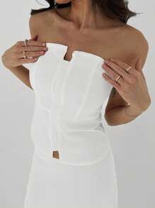 Aloruh Women's Slim Fit Cable Knit V-Neck Camisole, White, Simple Style, Suitable For Going Out - Multicolor - View 1