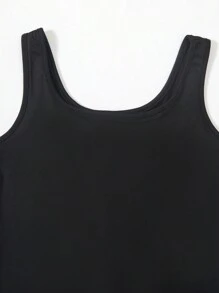 SHEIN Tween Girl Plain And Simple Daily Jumpsuit - Black - View 3