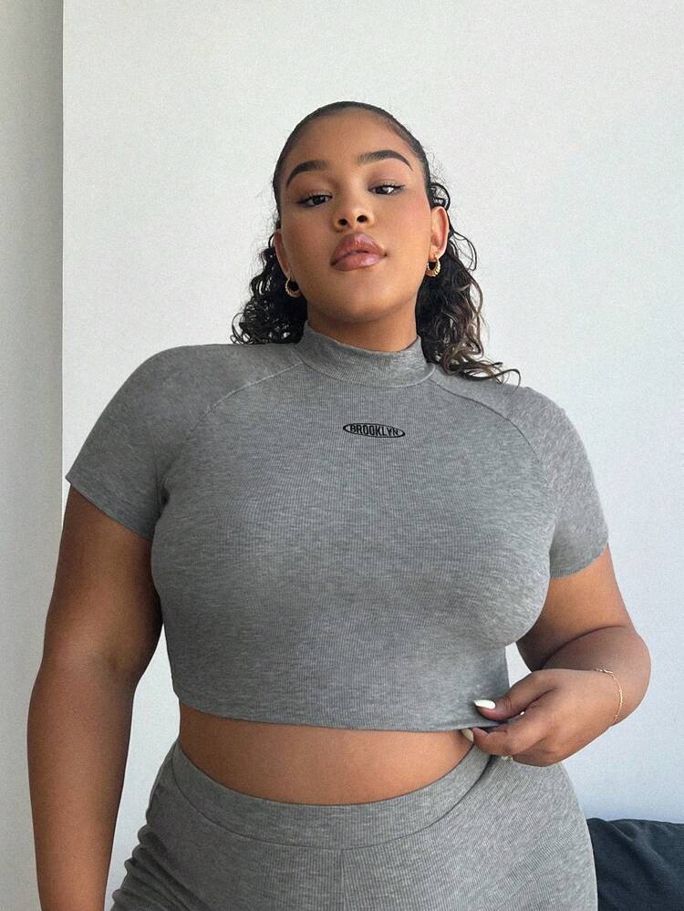 Fashionable Plus Size Women's Short Sleeve T-Shirt, Slim Fit, Elastic Fabric, Summer