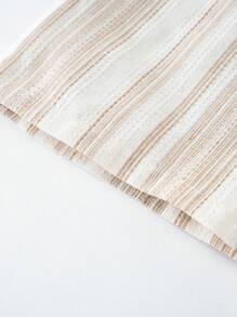 SHEIN LMoss Kids LMoss 年轻女孩编织条纹背心和宽松休闲裤套装 - 杏色 - 查看 11