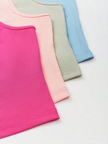 INAWLY 女性夏季假期4件套肋紋短款背心上衣，外出穿搭上衣 - 彩色 - 查看 5