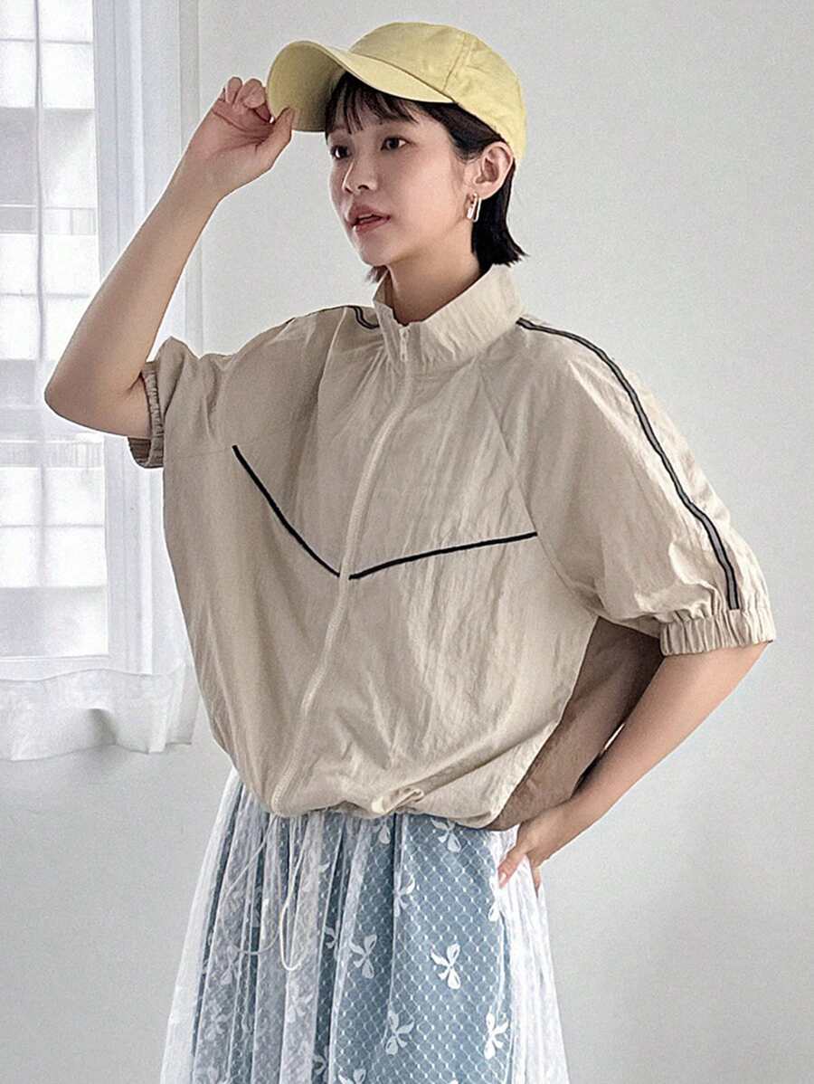 FRIFUL 女士單色簡約日常外套 - 卡其色 - 查看 1