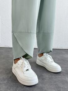 RueChic SOLID SOFT FABRIC CUFF DETAIL SLANT POCKET PANT - Green - View 6