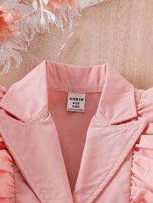 SHEIN 嬰兒荷葉邊戧駁領襯衫和吊帶背心和短褲 - 彩色 - 查看 5