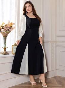 Mulvari Đầm ôm xếp ly chắp vá thời trang cỡ lớn cho nữ Maxi Trang phục nữ - Nhiều màu - Xem 4