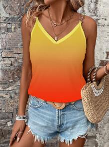 SHEIN LUNE 假日休闲渐变金属装饰吊带背心图案T恤女式上衣 - 彩色 - 查看 3