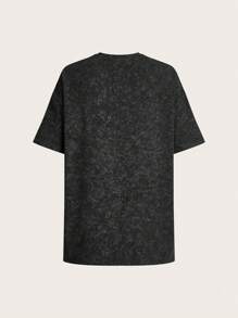 SHEIN Essnce 2 pezzi Maglietta casual estive da donna in nero e bianco caffè a righe adatte per attività all'aperto, collo rotondo oversize e vestibilità ampia - Multicolore - Visualizzare 8