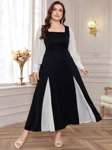 Mulvari Đầm ôm xếp ly chắp vá thời trang cỡ lớn cho nữ Maxi Trang phục nữ - Nhiều màu - Xem 1