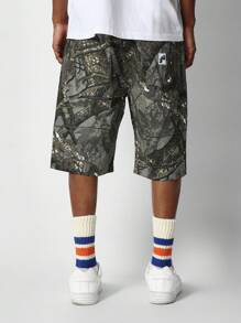 SUMWON Loose Fit Cargo Short With All Over Print - Brown - View 4