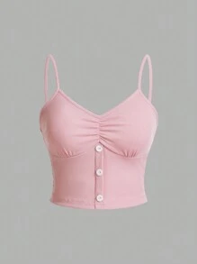 SHEIN Essnce 女性休閒性感修身，吸汗透氣，清爽舒適，加厚，釦扣，好友價值TOP 3件/套夏季免費胸罩 - 彩色 - 查看 10