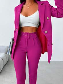 EURMUSE Dekolt z klapą Dwurzędowy Marynarka i spodnie