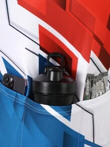 Manfinity Riding Maillot de ciclismo de manga corta con estampado de letra y animal, con cremallera