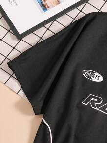 Teen Boy Street Style Tricou imprimat tricot cu gât rotund pentru sport