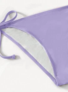 Swim Mod Women's Solid Color Halter Neck Bikini Set With Sexy Cutout, Beach Vacation,Summer Beach - Mauve Purple - View 3