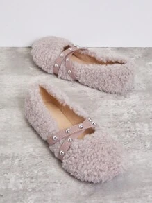 SHUZIA 女款舒適、時尚且多用途的毛絨平底鞋 - 淡紫色 - 查看 3