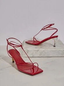 SHUZIA Ladies" Summer Red Fashionable And Versatile High-Heeled Sandals - Red - View 2