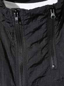 SHEIN Tween Boys Korean Style Letter Patched Zip Up Casual Sleeveless Jacket - Black - View 6