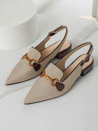2025 Autumn New Arrival Pointed Toe Color Block Women's Flat Shoes