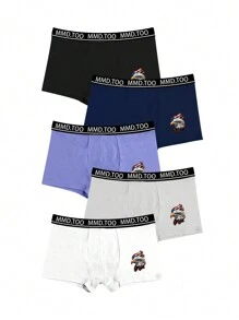 Men's 5-Pack Eagle Print Letter Elastic  Boxer Briefs - Multicolor - View 1