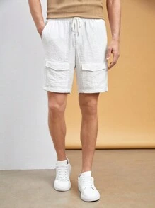 Manfinity NXTstreet New Style Woven Men Casual Pockets Summer Sports Shorts - White - View 3