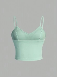 SHEIN Essnce 女性休閒性感修身，吸汗透氣，清爽舒適，加厚，釦扣，好友價值TOP 3件/套夏季免費胸罩 - 彩色 - 查看 5