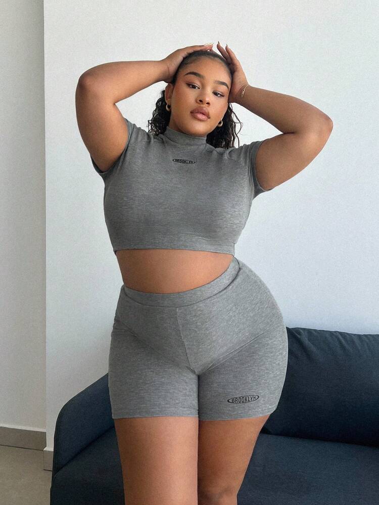 Plus Size Women's Sports And Leisure Tight Shorts