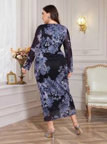 Modelyn Đầm dài tay in hoa cỡ lớn dành cho nữ - Nhiều màu - Xem 2