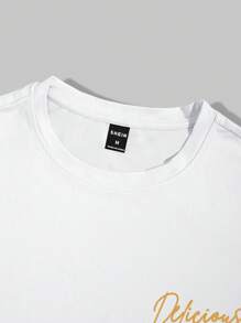 Claim Dot Men's Summer Character And Slogan Printed Round Neck Short Sleeve Casual T-Shirt - White - View 5