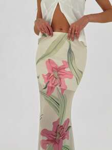 Aloruh Women's Romantic Date Night Printed Sheer Mesh See-Through Low-Waist Bodycon Skirt - Multicolor - View 5