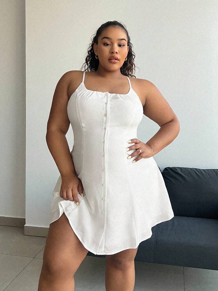 Women's Fashionable White Summer Spaghetti Strap Dress