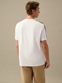 Manfinity VCAY Men Cotton Letter Taped Tee,Back To School - White - View 4